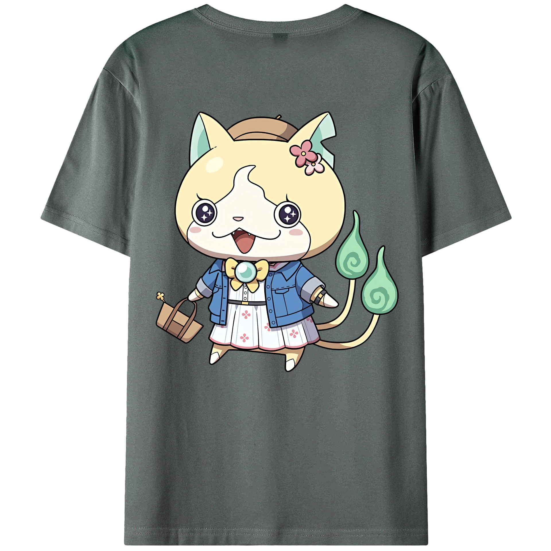 （画像用） 妖怪ウォッチ Yo-kai Watch 綿100％ メンズ半袖Tシャツ（バックプリント） 通気性